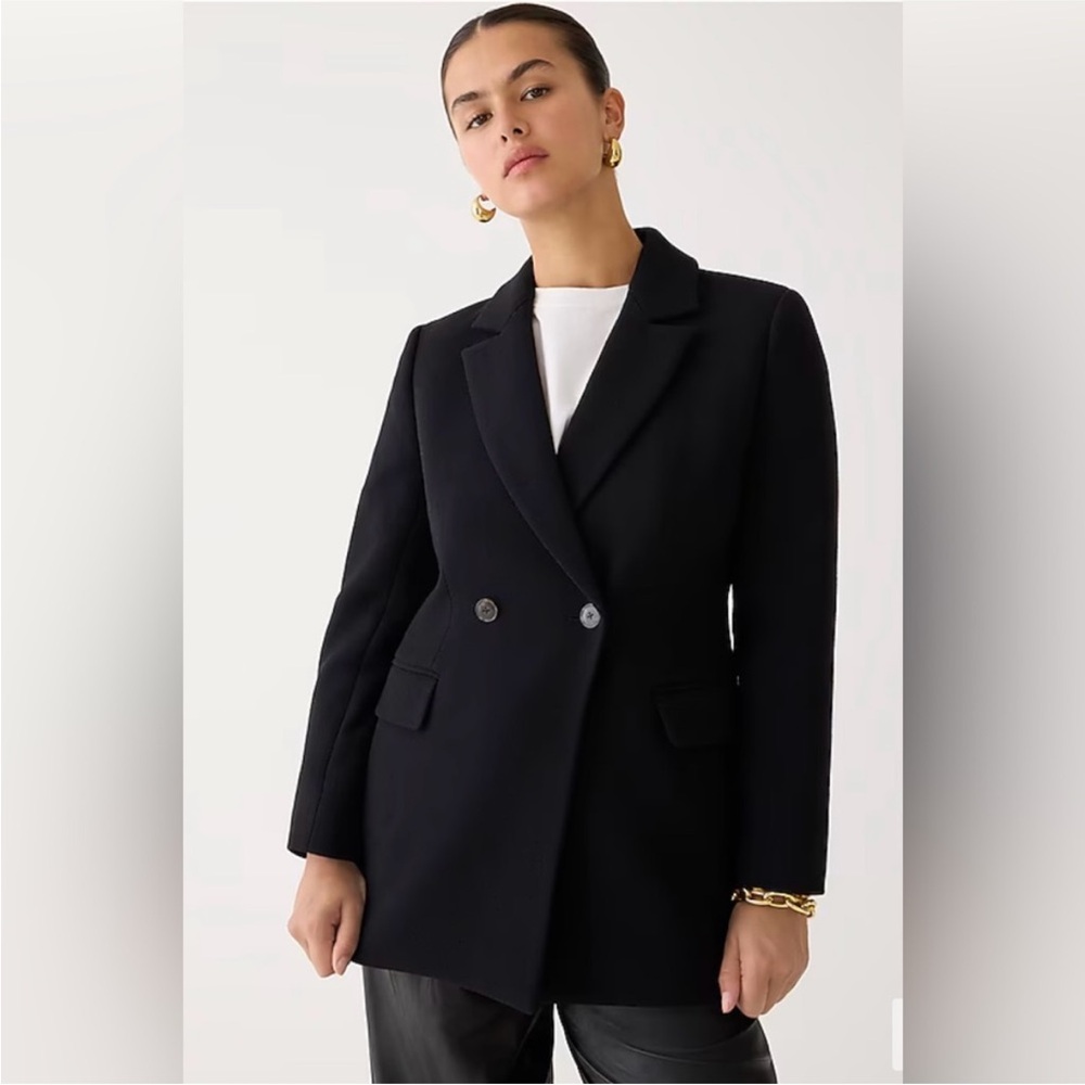 NEW J. Crew Italian Wool Blend Evening Blazer Jacket in Black, Size 10